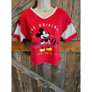Disney Mickey Mouse Womens Cropped Top Fun Times Red XS original EUC y2k